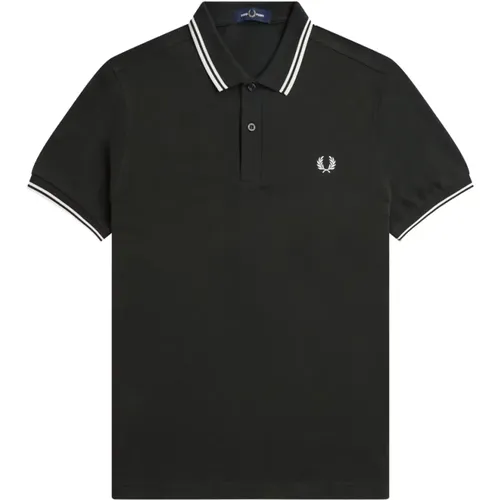 Grün Nacht/Weiß Schnee Baumwollpolo , Herren, Größe: M - Fred Perry - Modalova