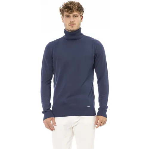 Gerippter Rollkragenpullover mit Monogrammdetail,Trendiger Pullover - Langarm - Gerippt - Baldinini - Modalova