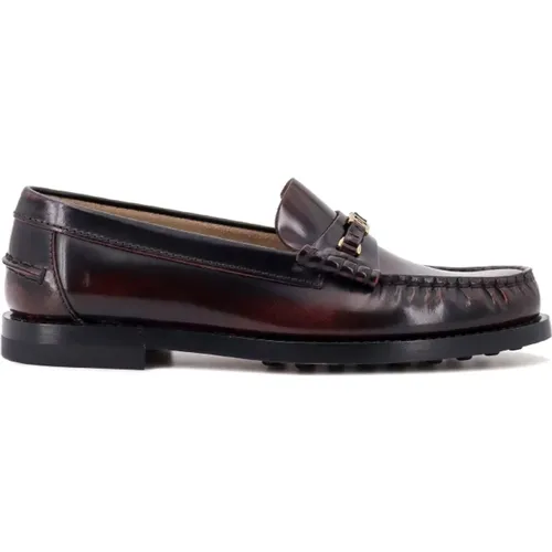 Vintage Patent Leder Loafer mit Metall Detail , Damen, Größe: 38 EU - TOD'S - Modalova