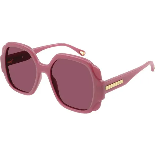 Violett/Rote Sonnenbrille, Stilvoll und Langlebig - Chloé - Modalova