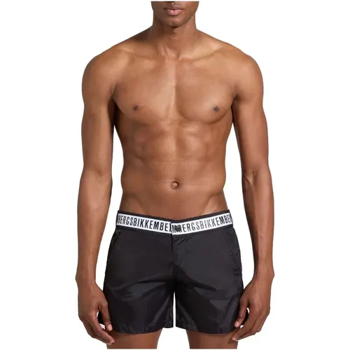 Schwarze Strandbekleidung mit Gebogenem Logo , Herren, Größe: XL - Bikkembergs - Modalova