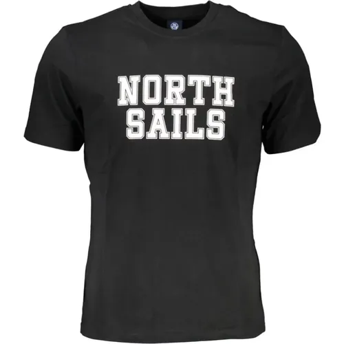 Schwarzes Baumwoll-T-Shirt mit Druck-Logo , Herren, Größe: 2XL - North Sails - Modalova