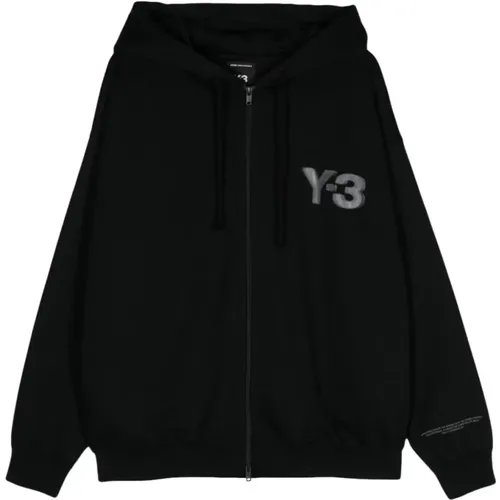 Verzerrter Logo Zip Hoodie , Herren, Größe: M - Y-3 - Modalova