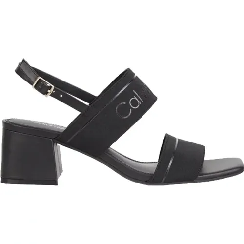 Damen-Sandalen aus schwarzem Leder , Damen, Größe: 36 EU - Calvin Klein Jeans - Modalova