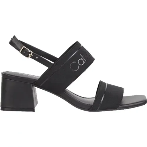 Damen-Sandalen aus schwarzem Leder , Damen, Größe: 37 EU - Calvin Klein Jeans - Modalova