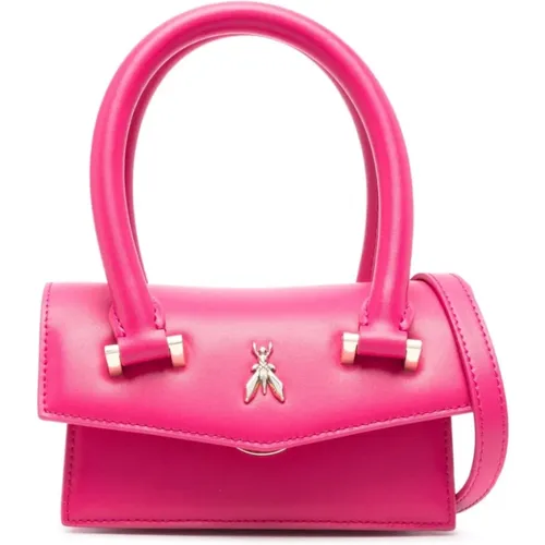 Fuchsia Schultertasche aus genarbtem Leder , Damen, Größe: ONE Size - PATRIZIA PEPE - Modalova