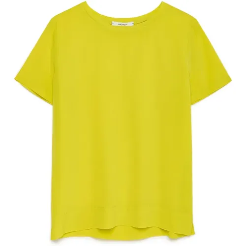 Seiden T-Shirt mit kurzen Ärmeln , Damen, Größe: XS - Maliparmi - Modalova