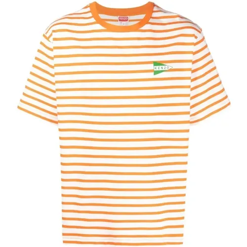 Striped Logo Print T-shirt , male, Sizes: XS - Kenzo - Modalova