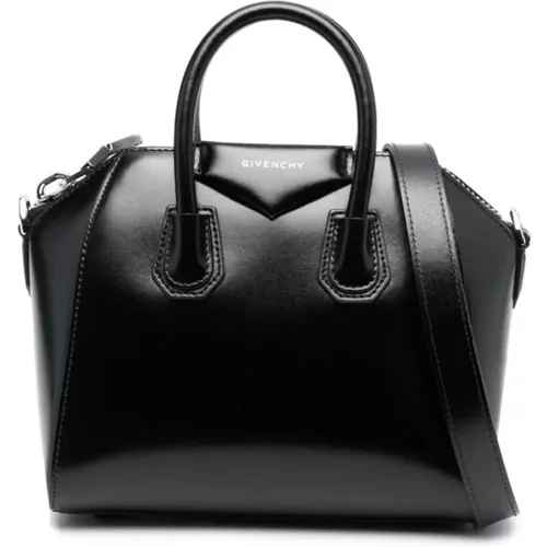 Schwarze Lederhandtasche mit silberner Hardware und abnehmbarem Riemen,Handbags - Givenchy - Modalova