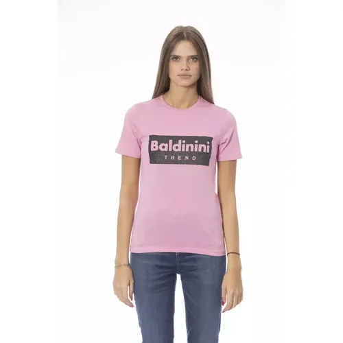 Trendige Rosa Baumwolltops T-Shirt , Damen, Größe: L - Baldinini - Modalova