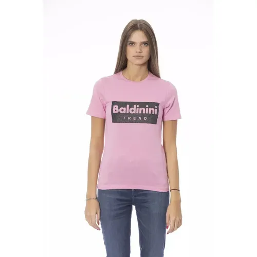 Trendige Rosa Baumwolltops T-Shirt , Damen, Größe: XL - Baldinini - Modalova