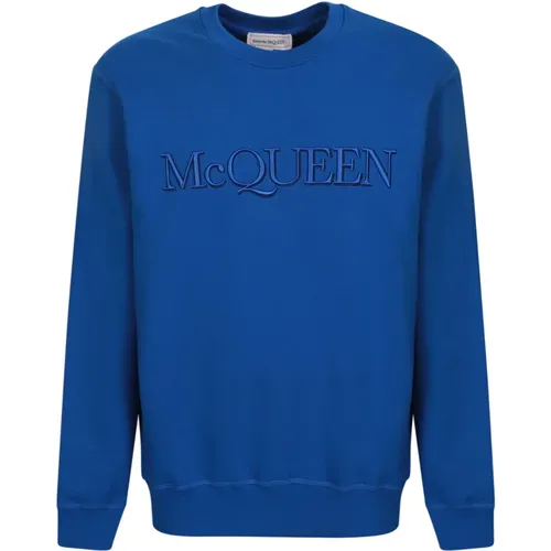 Cobalt Crewneck Sweater , male, Sizes: L - alexander mcqueen - Modalova