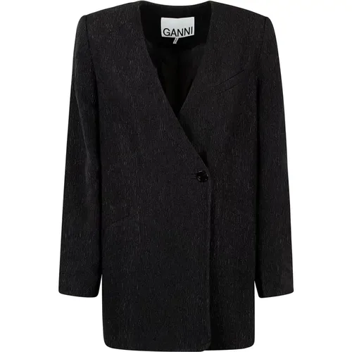 Stretch Crepe Boxy Blazer , female, Sizes: S, XS - Ganni - Modalova