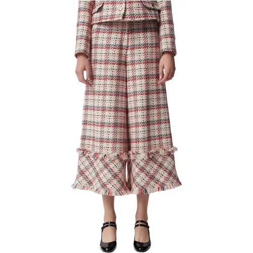 Elegante Tweed Baumwollhose mit Manschetten , Damen, Größe: L - Bizuu - Modalova