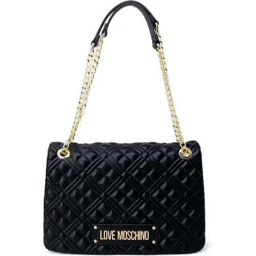 Gold Zippered Shoulder Bag , female, Sizes: ONE SIZE - Love Moschino - Modalova