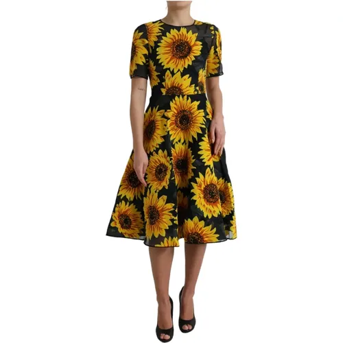 Sonnenblumen A-Linie Midi Kleid - Dolce & Gabbana - Modalova