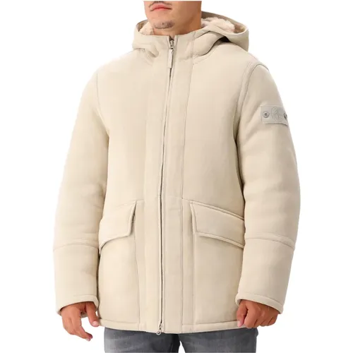 Leder Lammfell Kapuzenjacke - Stone Island - Modalova