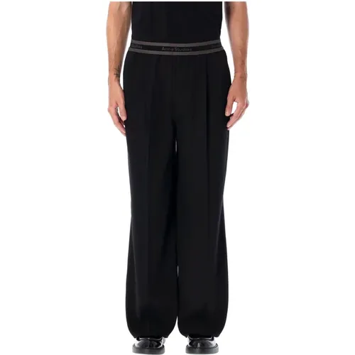 Schwarze Parika Band Logo Weit geschnittene Hose , Herren, Größe: W36 - Acne Studios - Modalova