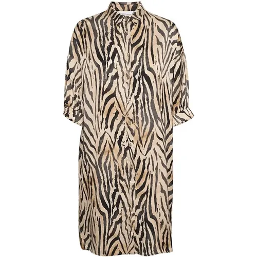 Animal Print Shirt Dress , female, Sizes: S/M, M/L - Karen by Simonsen - Modalova