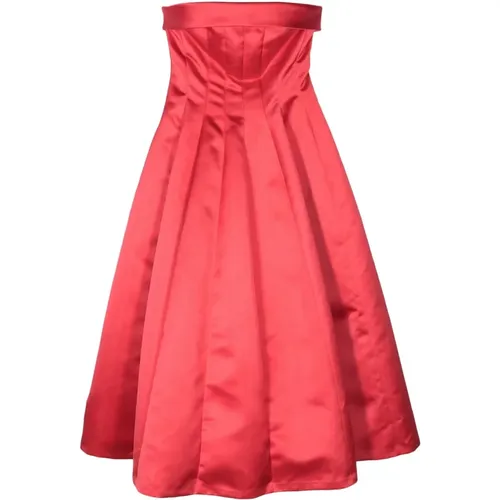 Pleated Midi Dress with Bustier-Style Neckline , female, Sizes: S, L, M - Philosophy di Lorenzo Serafini - Modalova