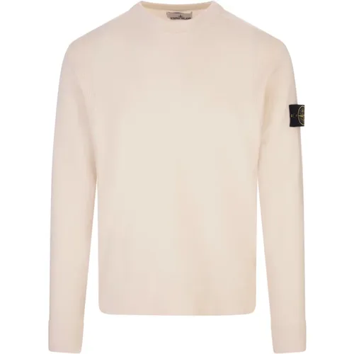 Putty Wool Crew-neck Sweater , male, Sizes: L - Stone Island - Modalova