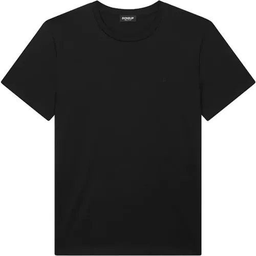 Schwarzes Baumwoll-Jersey T-Shirt , Herren, Größe: L - Dondup - Modalova