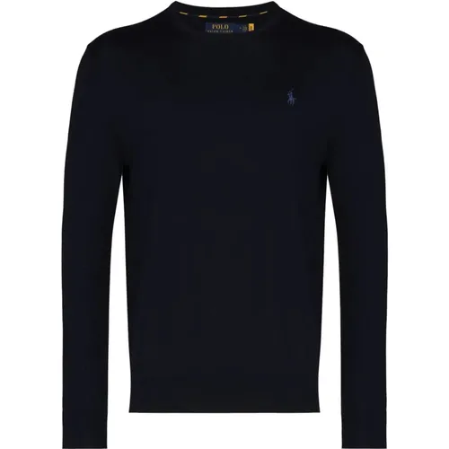 Blauer Bestickter Crewneck Pullover , Herren, Größe: 2XL - Polo Ralph Lauren - Modalova