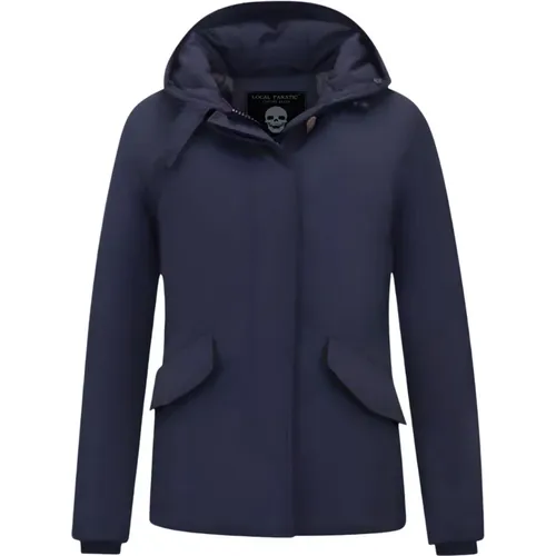 Kurze Damen Parka mit Kapuze Blau , Damen, Größe: XS - TheBrand - Modalova