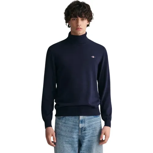 Marineblauer Rollkragenpullover , Herren, Größe: XL - Gant - Modalova