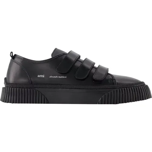Leather Low-Top Velcro Sneakers , male, Sizes: 6 UK - Ami Paris - Modalova