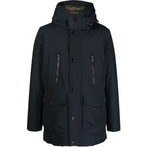 Midnight Long-Sleeve Hooded Coat , male, Sizes: M, L, XL - Woolrich - Modalova