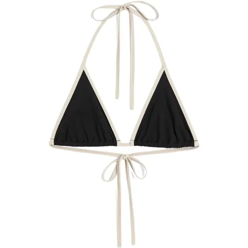 Schwarzer Streifenrand Triangel Bikini Top - TotêMe - Modalova