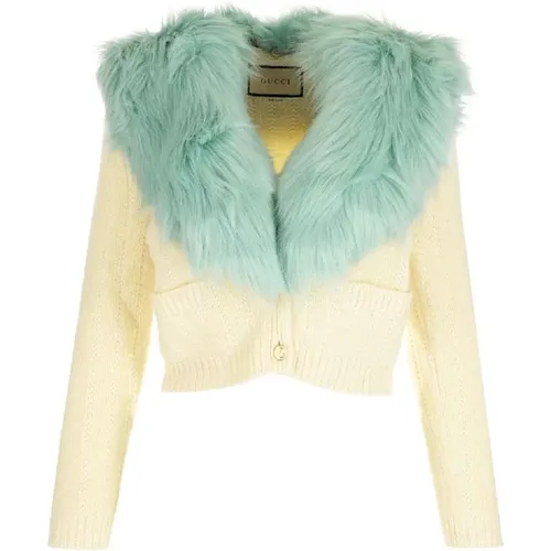 Wool Cashmere Cardigan Sweater , female, Sizes: M - Gucci - Modalova