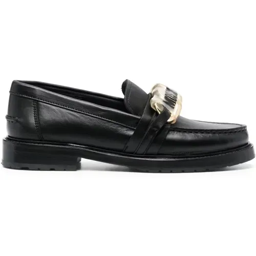 Schwarze Leder Loafers für Frauen , Damen, Größe: 40 EU - Moschino - Modalova