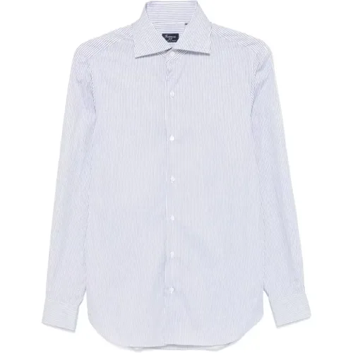 Striped Cotton Shirt Blue , male, Sizes: 4XL, 3XL, M, XL, 2XL, L - Finamore - Modalova