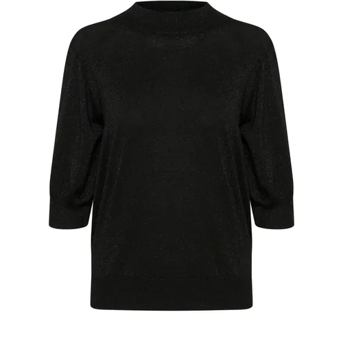 Femininer Rollkragenpullover Schwarz , Damen, Größe: M - Kaffe - Modalova