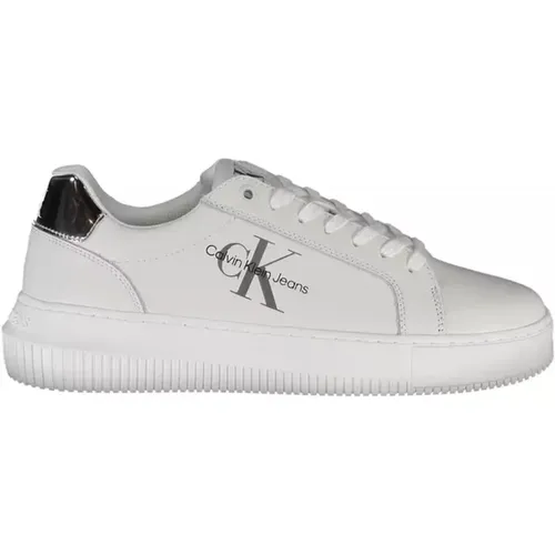 Weißer Polyester-Sneaker mit Kontrastdetails , Damen, Größe: 41 EU - Calvin Klein - Modalova