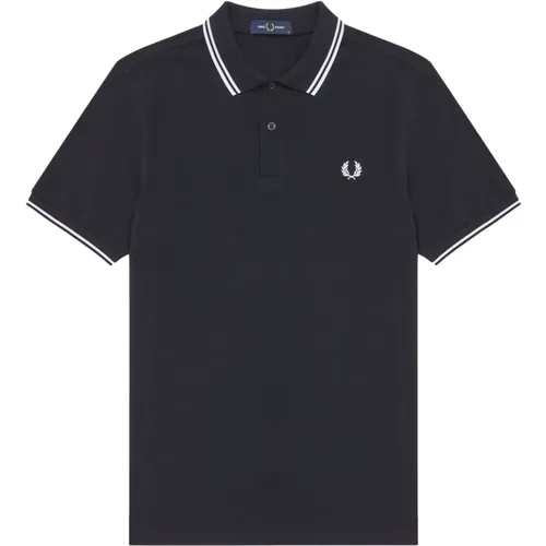 Marino/Blanco Twin Tipped Polo Shirt , Herren, Größe: S - Fred Perry - Modalova