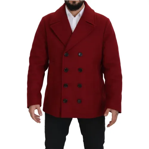 Luxuriöser Roter Zweireihiger Mantel - Dolce & Gabbana - Modalova
