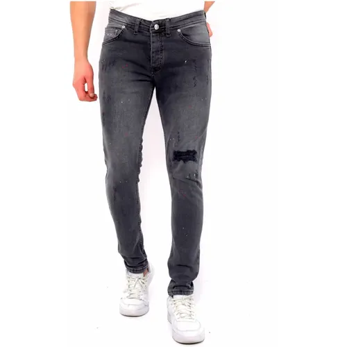Slim Fit Jeans mit Farbspritzern und Abnutzungseffekt - Dc-054 , Herren, Größe: W33 - True Rise - Modalova