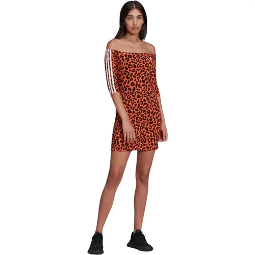 Leopard Print Dress, , 3/4 Sleeves , female, Sizes: M - Adidas - Modalova