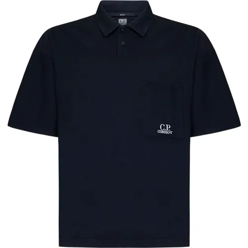 T-shirts and Polos with Contrasting Logo Embroidery , male, Sizes: M, S - C.P. Company - Modalova