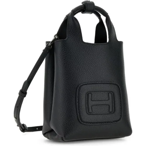 Pebbled Leather Mini Shopping Bag , female, Sizes: ONE SIZE - Hogan - Modalova