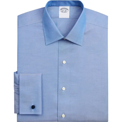 Blaues Regular Fit Non-Iron Stretch Supima Baumwolle Pinpoint Oxford Cloth Dress Shirt mit Ainsley-Kragen , Herren, Größe: 2XL - Brooks Brothers - Modalova