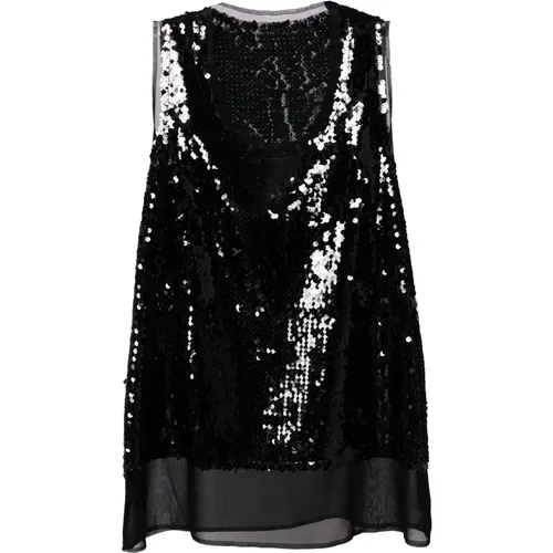 Schwarzes Pailletten Tanktop , Damen, Größe: M - Comme des Garçons - Modalova