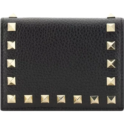 Leather Wallet with Studs , female, Sizes: ONE SIZE - Valentino Garavani - Modalova