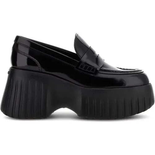 Schwarze Lackleder Slip-On Schuhe - Hogan - Modalova