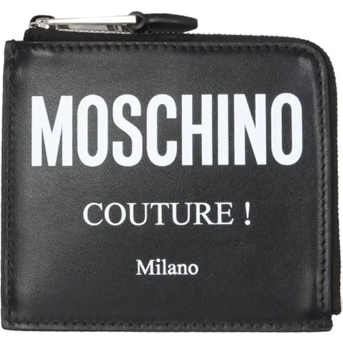 Leather Logo Square Wallet , male, Sizes: ONE SIZE - Moschino - Modalova