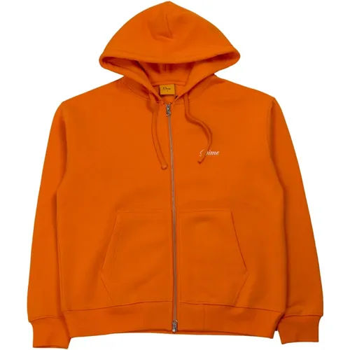 Oranger Hoodie mit Reißverschluss und Kursivem Logo - Dime Mtl - Modalova