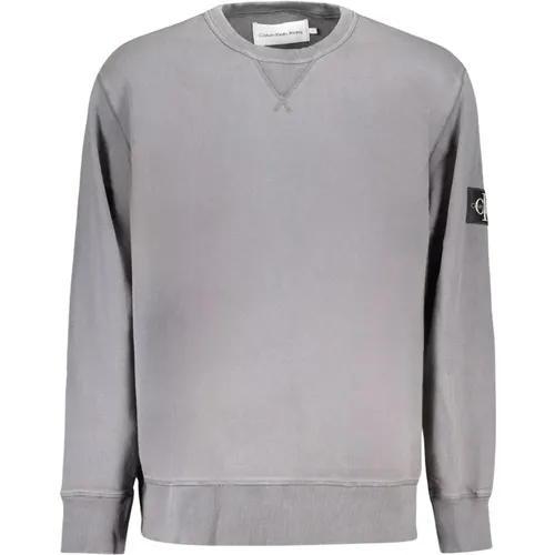 Grauer Sweatshirt mit Logo , Herren, Größe: L - Calvin Klein - Modalova